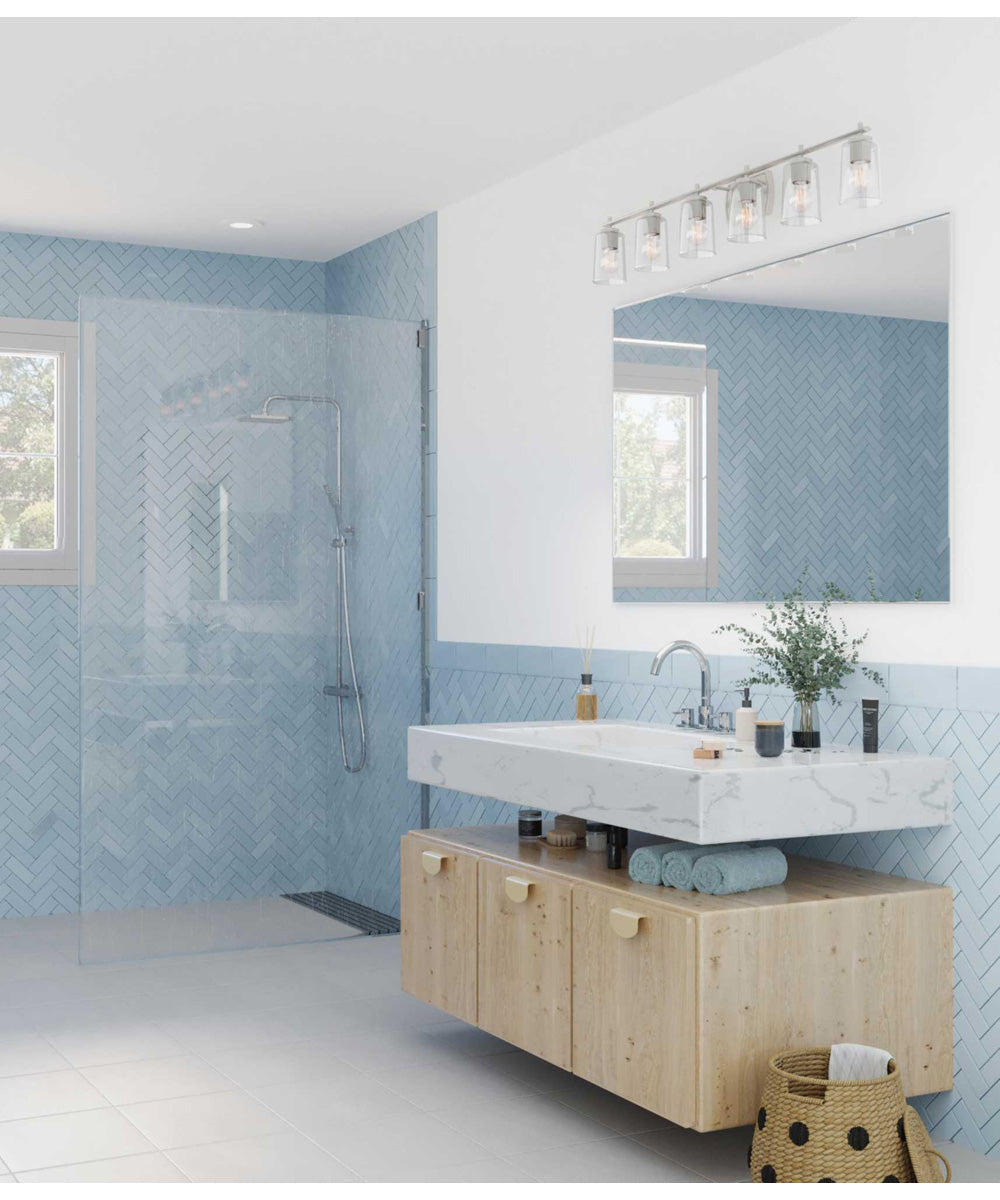 Adley 6-Light New Traditional Clear Glass Bath Vanity Light Brushed Nickel