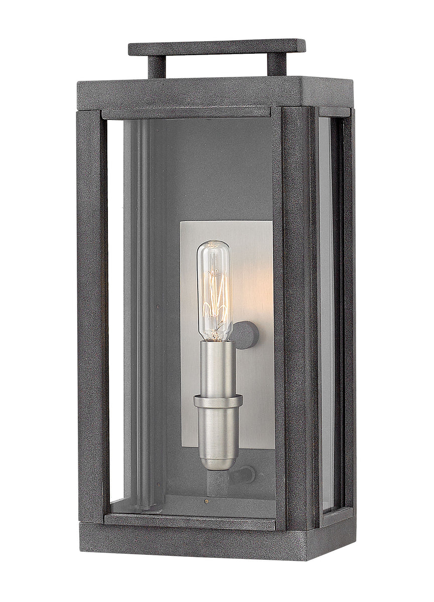 14"H Sutcliffe 1-Light Small Outdoor Wall Light in Aged Zinc