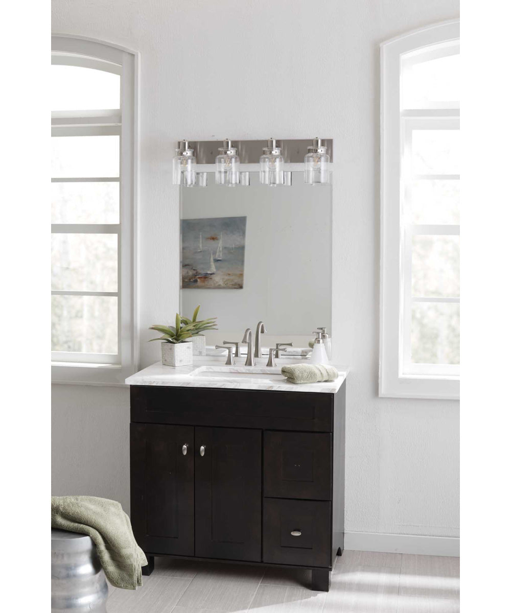 Calhoun 4-Light Clear Glass Farmhouse Bath Vanity Light Brushed Nickel