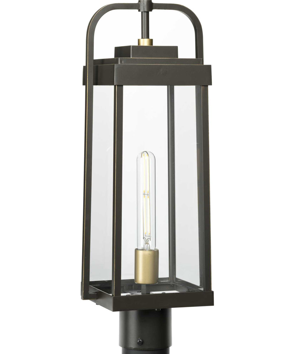 Walcott  1-Light  with Brasstone Accents Clear Glass Transitional Outdoor Post Light Antique Bronze