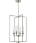Kellwyn 4-Light Clear Glass Transitional Style Foyer Pendant Light Brushed Nickel
