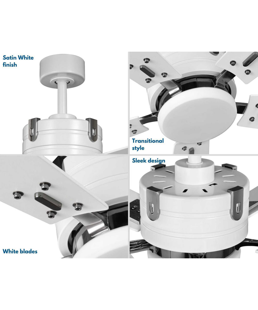 Glenfalls 5-Blade Reversible White 56-Inch LED Transitional Ceiling Fan Satin White