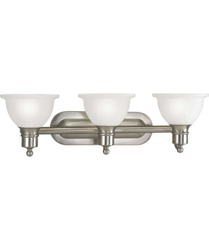 Madison 3-Light Etched Glass Traditional Bath Vanity Light Brushed Nickel