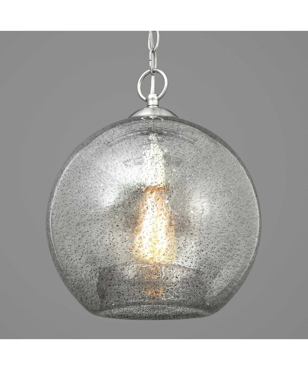 Malbec 1-Light Clear Textured Glass Global Pendant Light Brushed Nickel