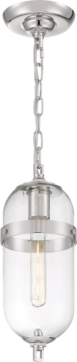 6"W Fathom 1-Light Pendant Polished Nickel / Clear