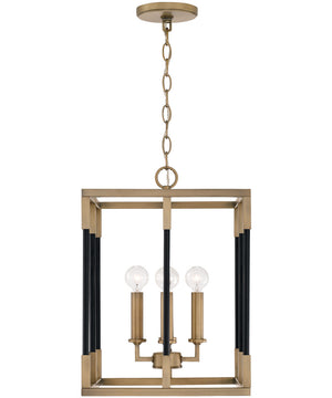 Bleeker 4-Light Foyer Aged Brass and Black