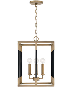 Bleeker 4-Light Foyer Aged Brass and Black