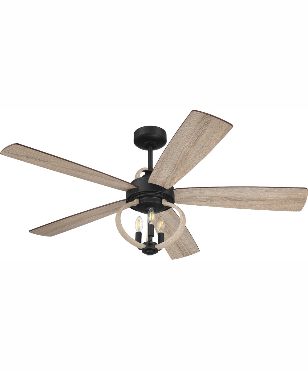 52" Reese 3-Light Ceiling Fan Flat Black
