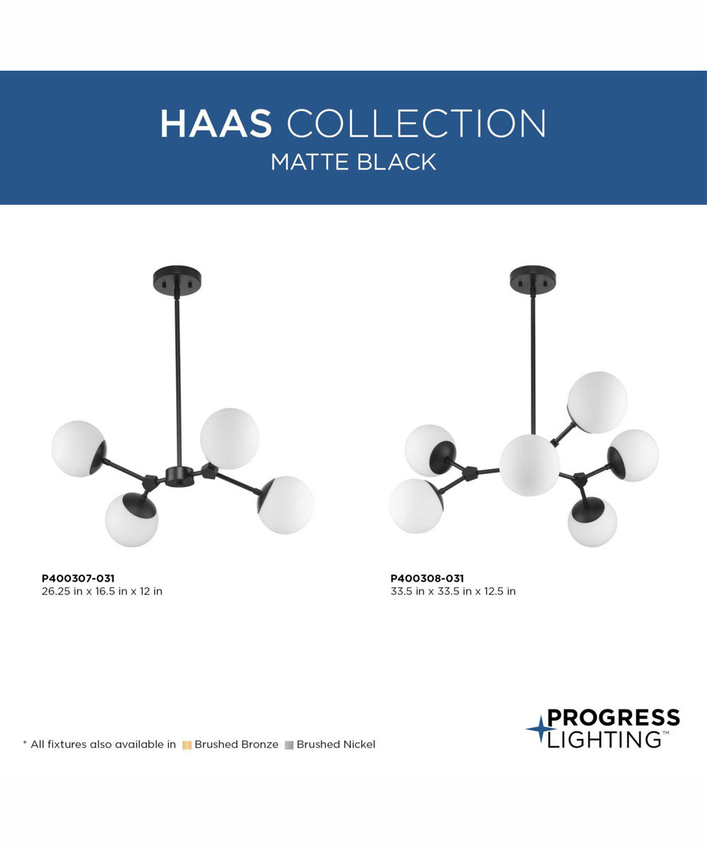 Haas 4-Light Mid-Century Modern Chandelier Matte Black