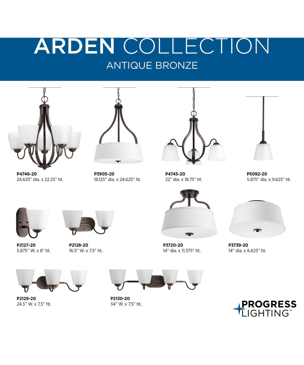 Arden 3-Light Etched Glass Farmhouse Chandelier Light Antique Bronze