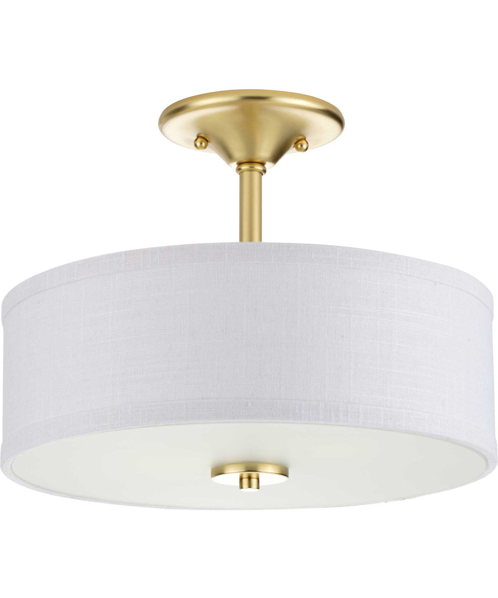Inspire 2-Light Summer Linen Shade New Traditional Semi-Flush Light Satin Brass