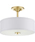 Inspire 2-Light Summer Linen Shade New Traditional Semi-Flush Light Satin Brass