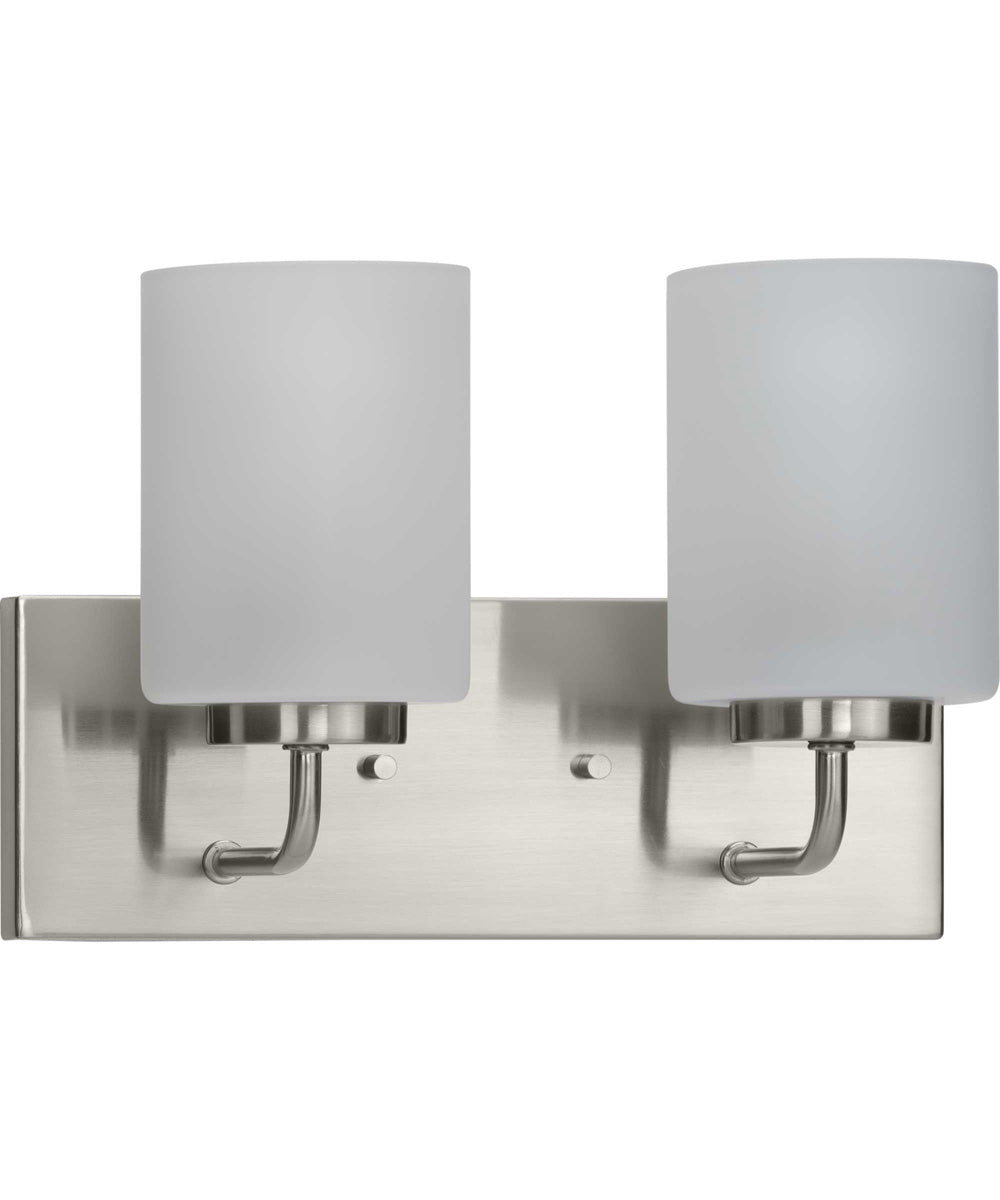 Merry 2-Light Etched Glass Transitional Style Bath Vanity Wall Light Brushed Nickel