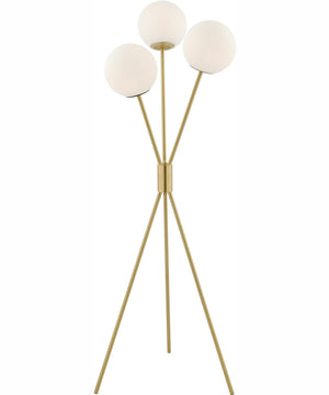 Lancy 3-Light 3-Light Floor Lamp Gold/Frost Glass Shade