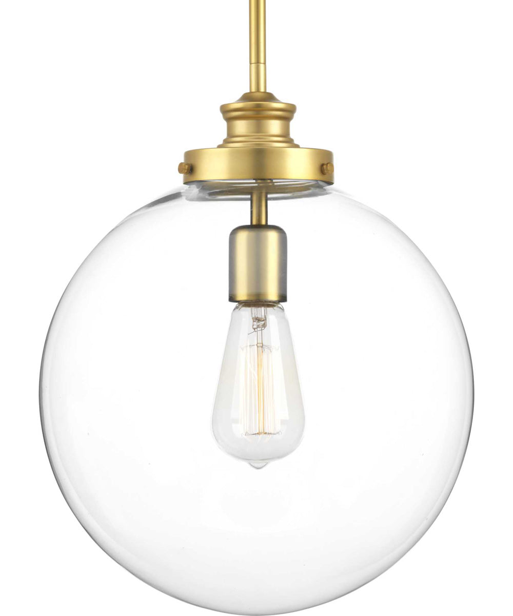 Penn 1-Light Clear Glass Farmhouse Pendant Light Natural Brass