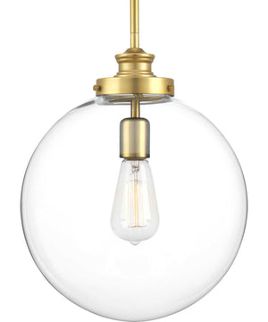 Penn 1-Light Clear Glass Farmhouse Pendant Light Natural Brass