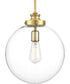 Penn 1-Light Clear Glass Farmhouse Pendant Light Natural Brass