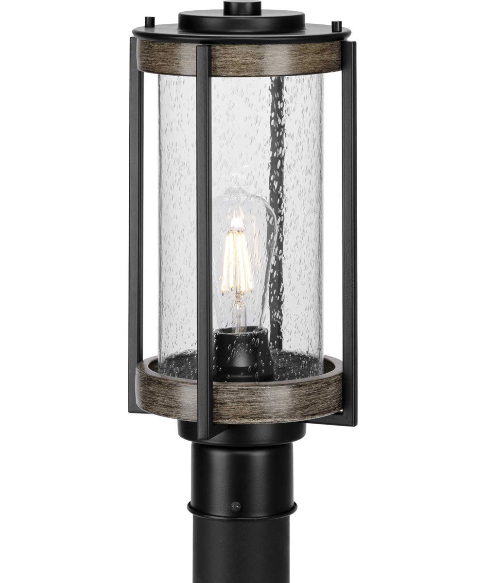Whitmire 1-Light Farmhouse Clear Seeded Glass Outdoor Post Light Matte Black