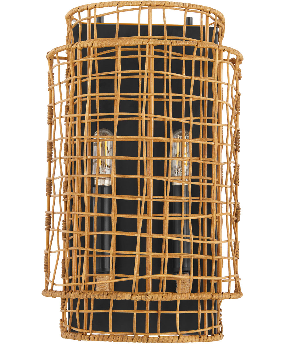 Abaca 2-light Wall Sconce Matte Black