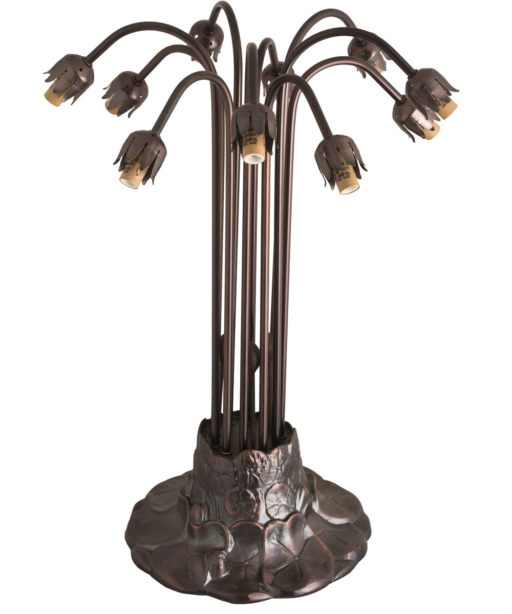 24" High Gray Tiffany Pond Lily 10 Light Table Lamp