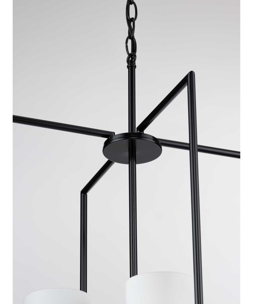 Replay 4-Light Etched White Glass Modern Pendant Light Textured Black