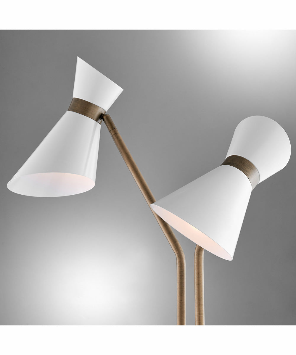 Jared 2-Light 2-Light Floor Lamp Ab Finished/White/Metal Shade