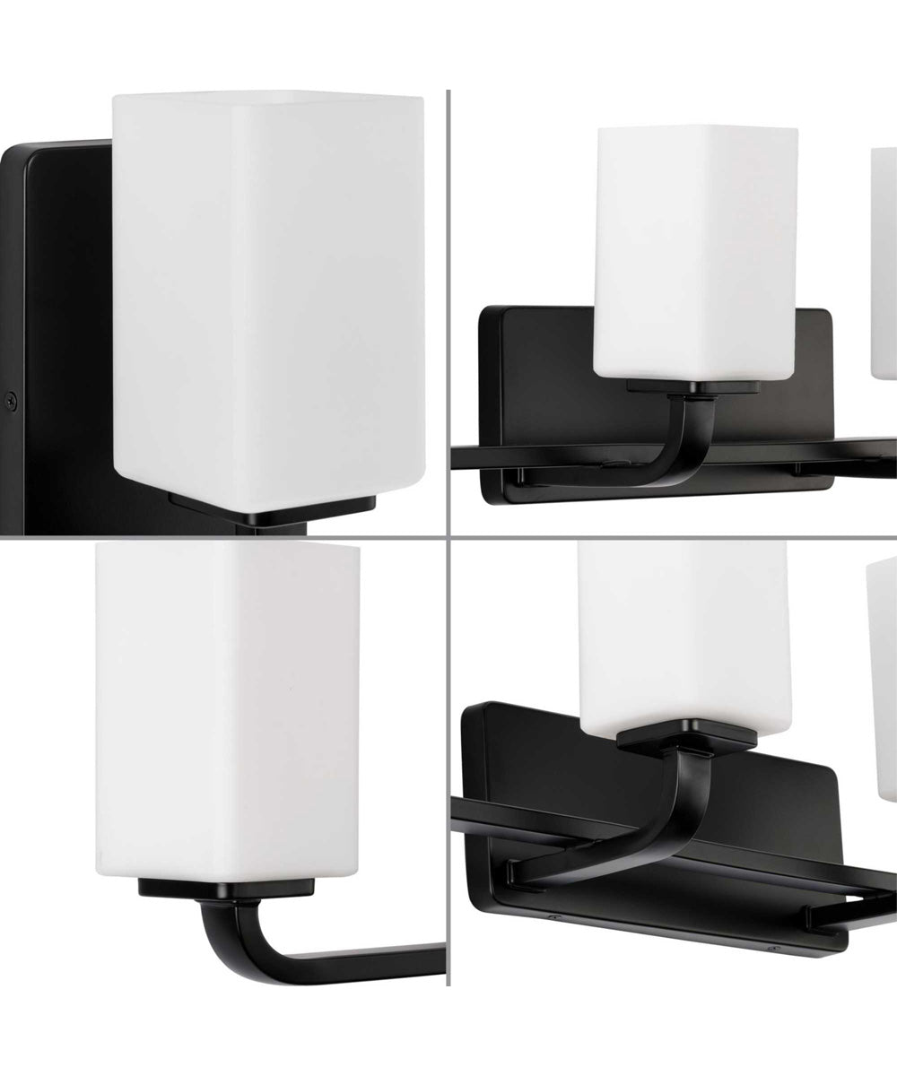 Cowan 4-Light Modern Etched Opal Glass Bath Vanity Light Matte Black