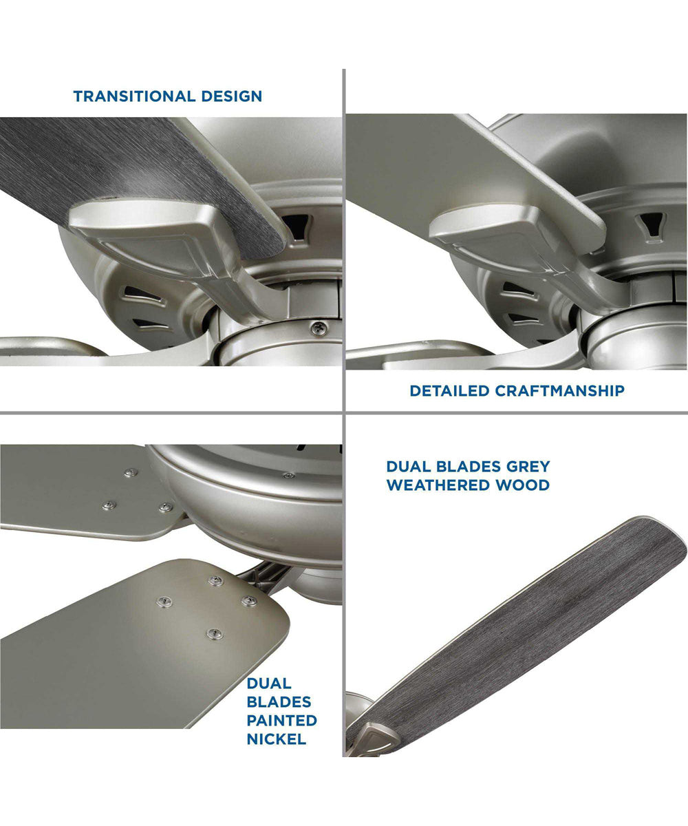 Kennedale 72-Inch 5-Blade DC Motor Transitional Ceiling Fan Grey Weathered Wood/Silver Painted Nickel