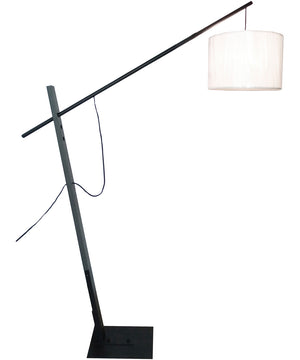 Stockton 1-Light Floor Lamp Charcoal Grey/Black/White Linen Shade