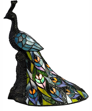Galana Turquoise Peacock Tiffany Accent Lamp