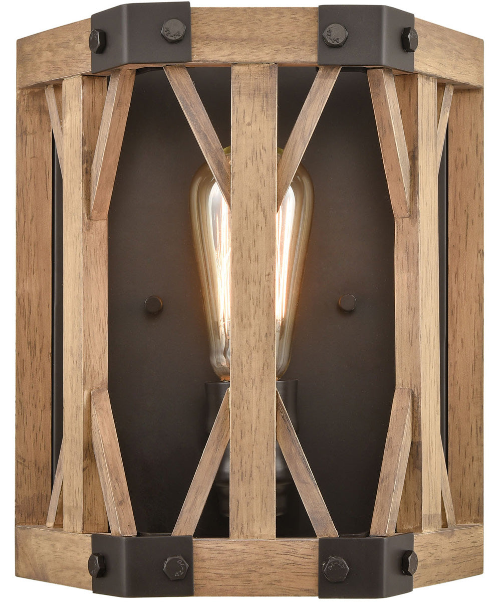 Structure 1-Light Sconce Oil Rubbed Bronze/Natural Wood