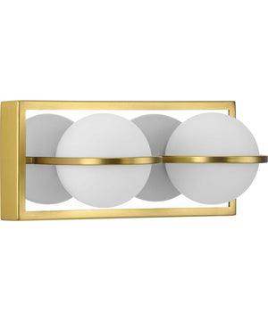 Pearl LED 2-Light Opal Glass Modern Style Bath Vanity Wall Light Satin Brass