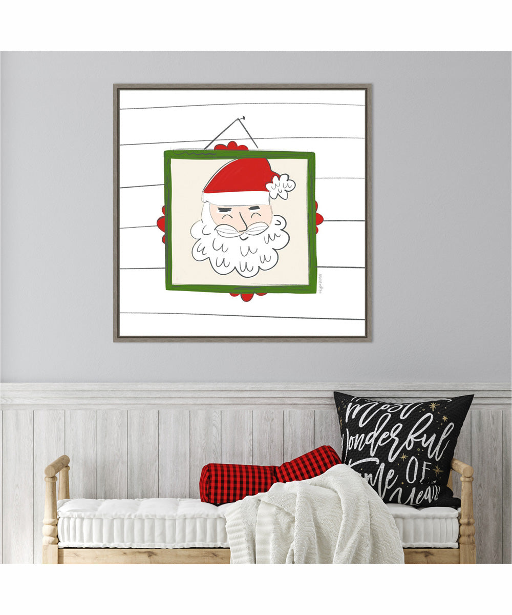 Framed Santa Claus Portrait by Kyra Brown Canvas Wall Art Print (30  W x 30  H), Sylvie Greywash Frame