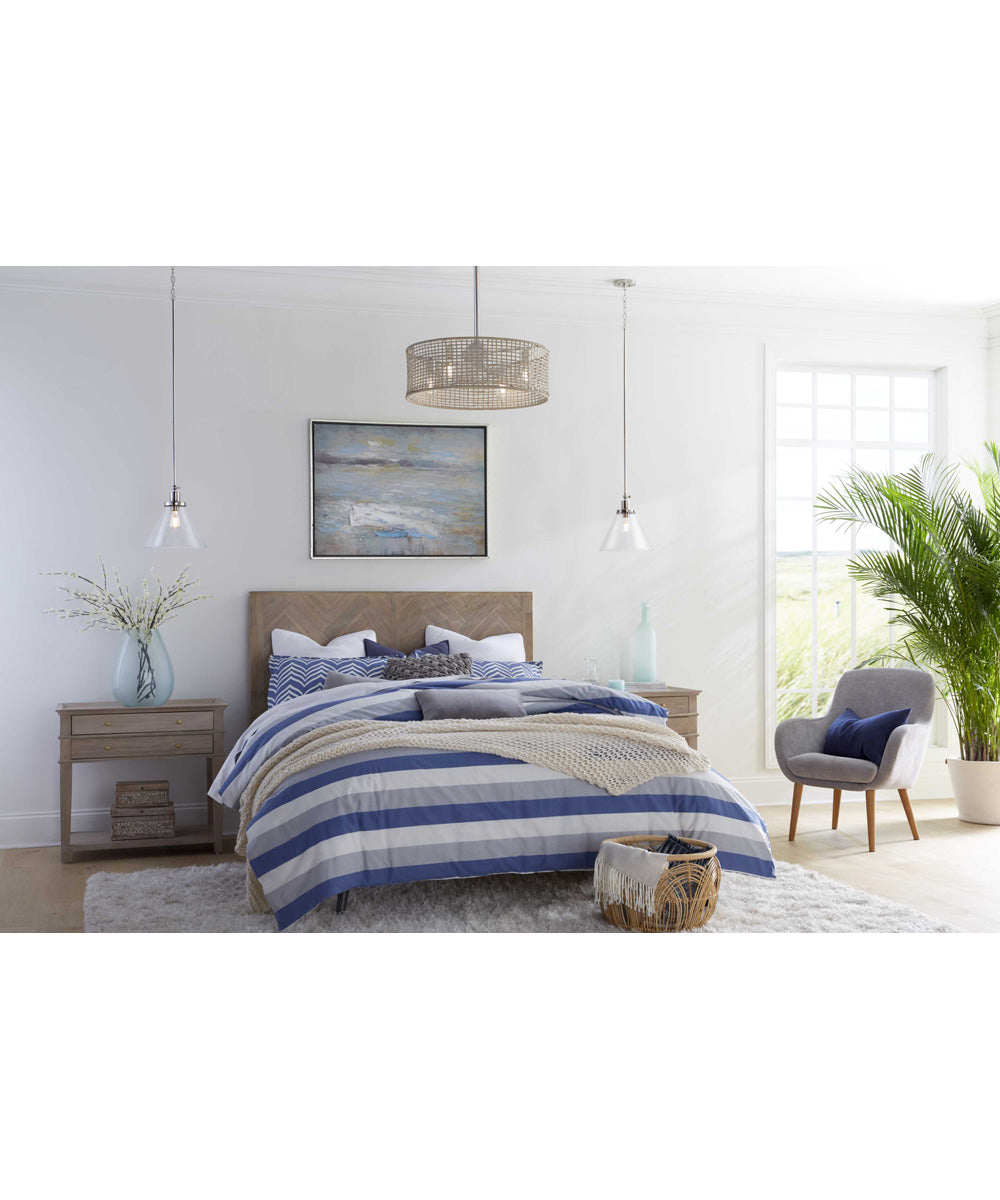 Hinton 1-Light Clear Seeded Glass Vintage Style Hanging Pendant Light Polished Nickel