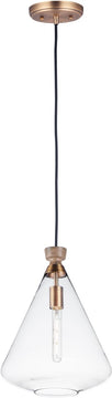 13"W Abbott 1-Light Pendant Weathered Oak / Antique Brass