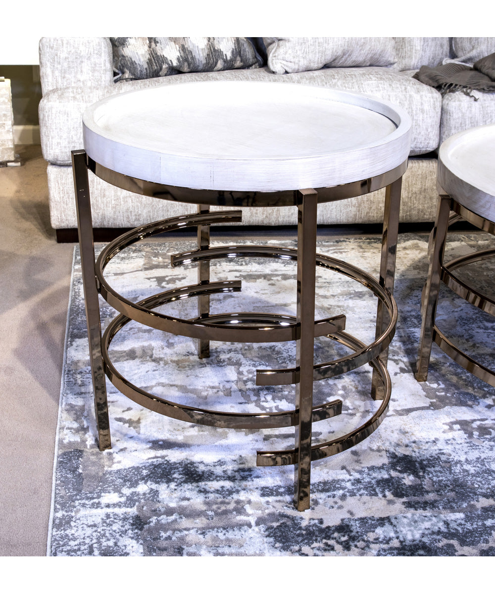 Montiflyn Round End Table White/Gold
