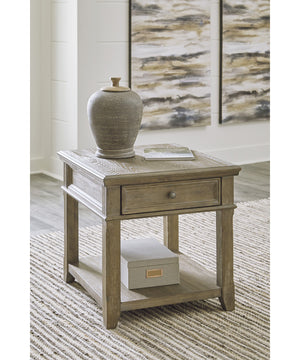 Janismore Rectangular End Table Grayish Brown