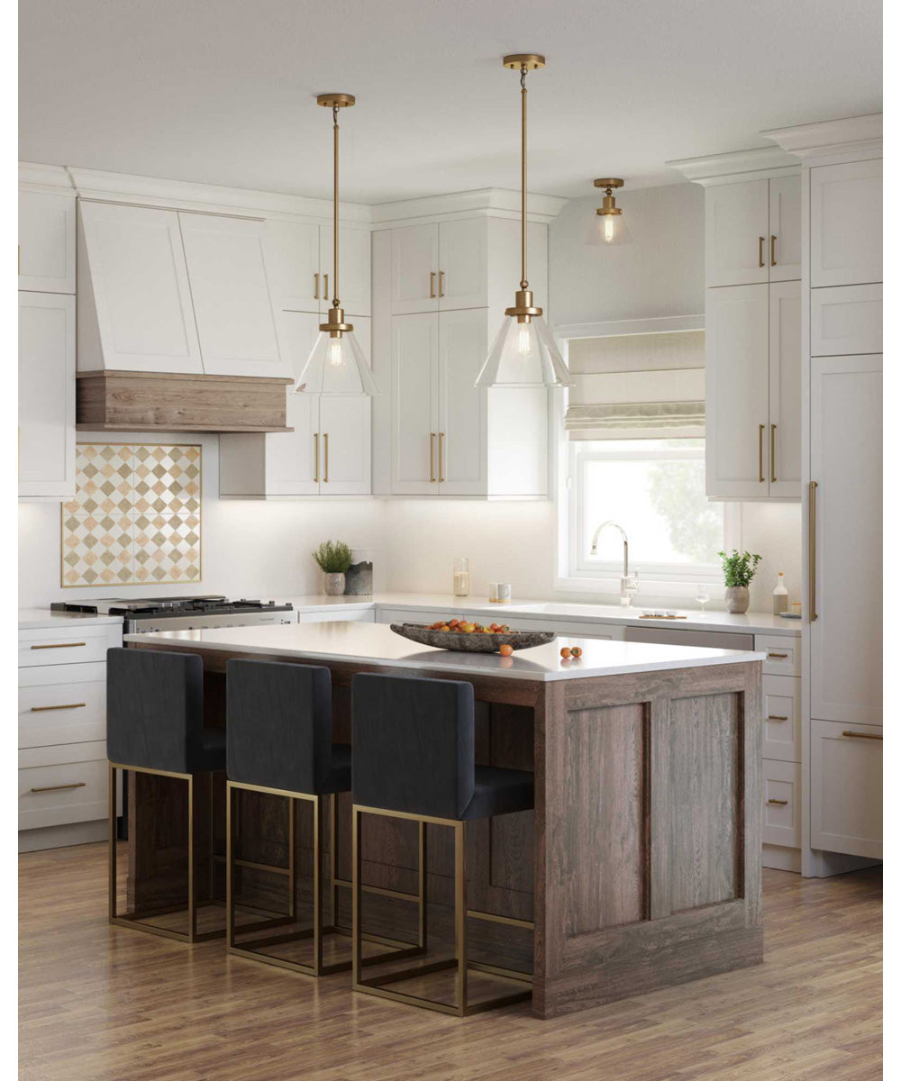 Hinton 1-Light Seeded Glass Vintage Style Ceiling Light Vintage Brass