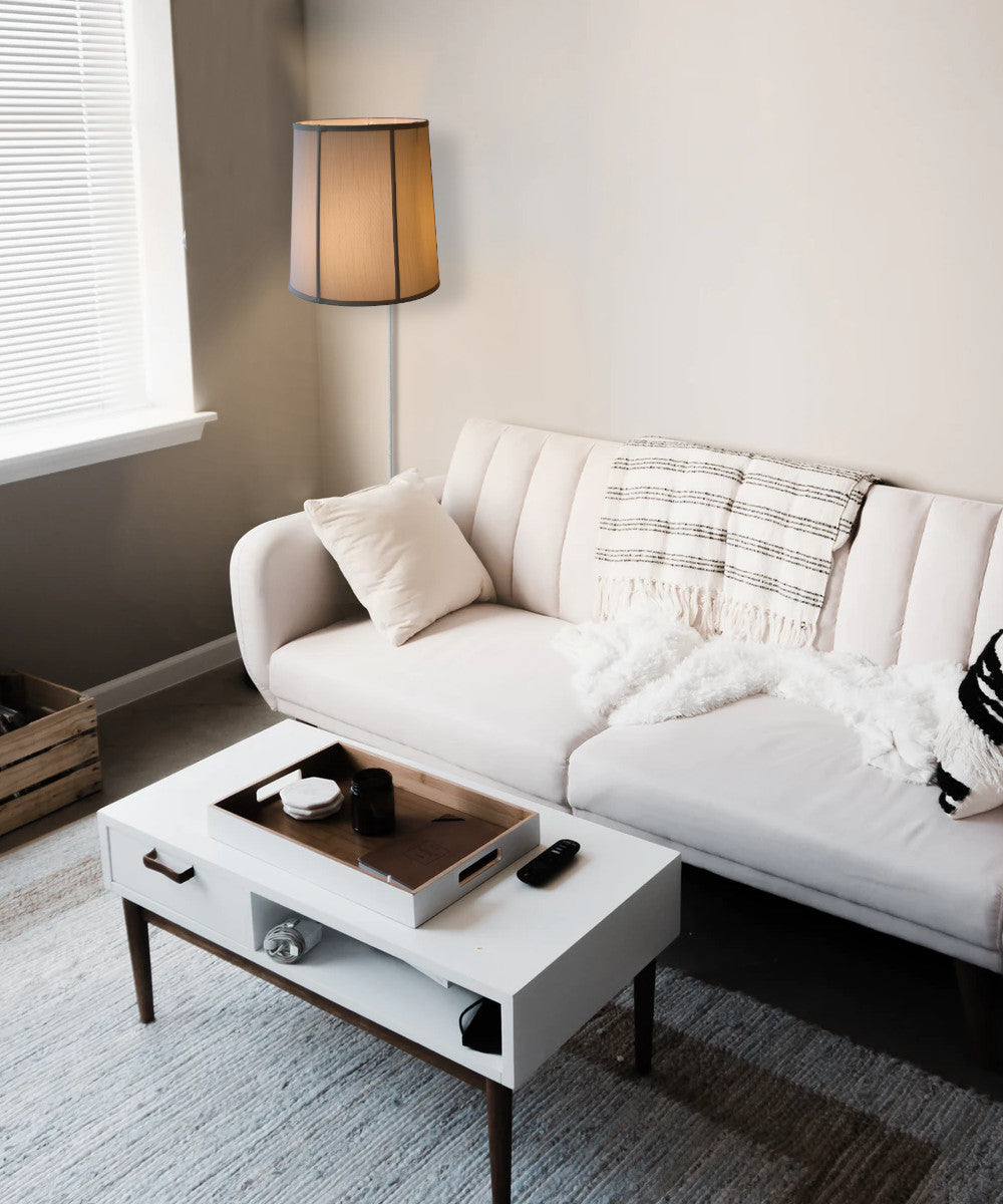 16"W Floating Shade Plug-In Wall Light Egg Shell Shantung