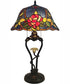 Blue Floral Petal Tiffany Table Lamp With Led Night Light