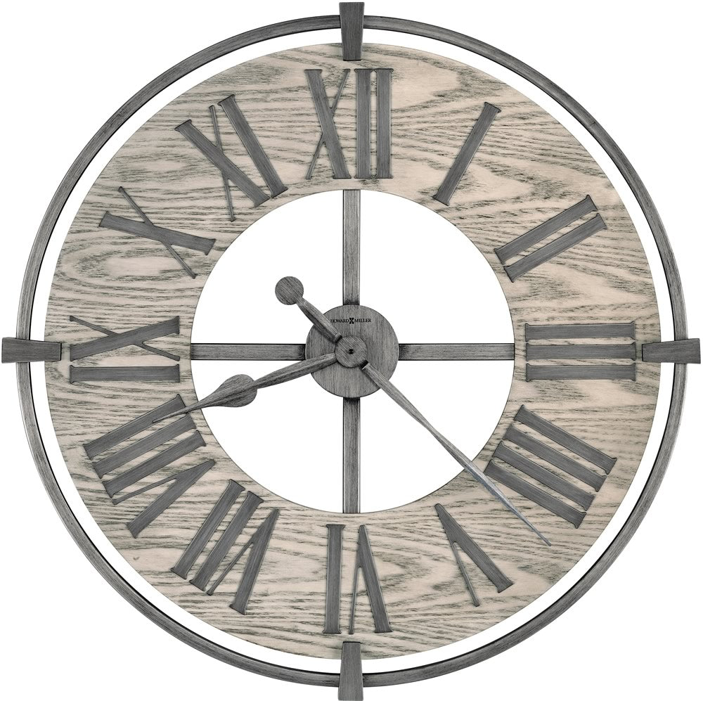 32"H Eli Wall Clock Brushed Aged Silver