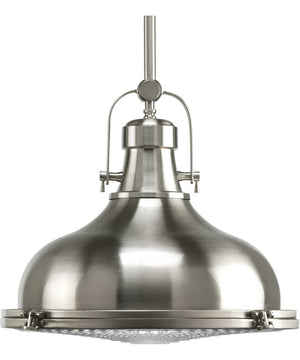 Fresnel Lens 1-Light Fresnel Glass Coastal Pendant Light Brushed Nickel