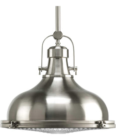 Fresnel Lens 1-Light Fresnel Glass Coastal Pendant Light Brushed Nickel