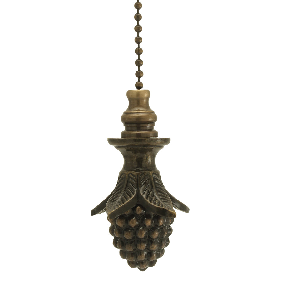 1"W Antique Brass Pinecone Fan Pull