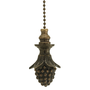 1"W Antique Brass Pinecone Fan Pull