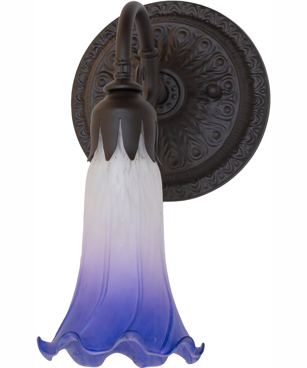 5.5" Wide Blue/White Tiffany Pond Lily Wall Sconce