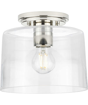 Adley  1-Light Clear Glass New Traditional Flush Mount Light Polished Nickel
