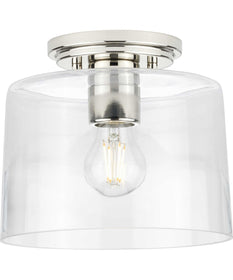 Adley  1-Light Clear Glass New Traditional Flush Mount Light Polished Nickel