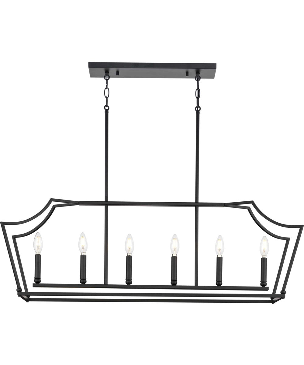Parkhurst 6-Light New Traditional  Linear Island Chandelier Light Matte Black