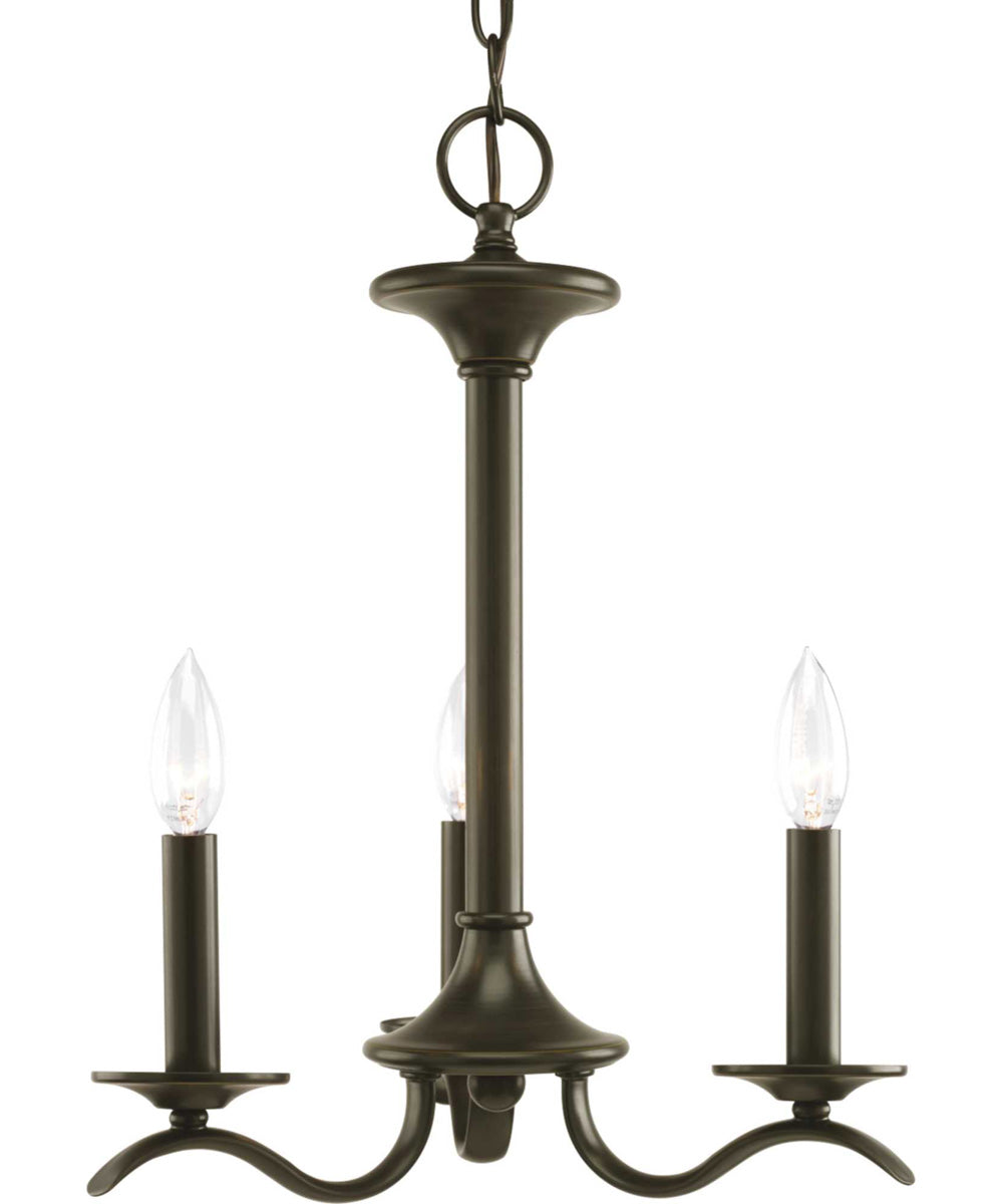 Inspire 3-Light Off-White Linen Shade Traditional Chandelier Light Antique Bronze